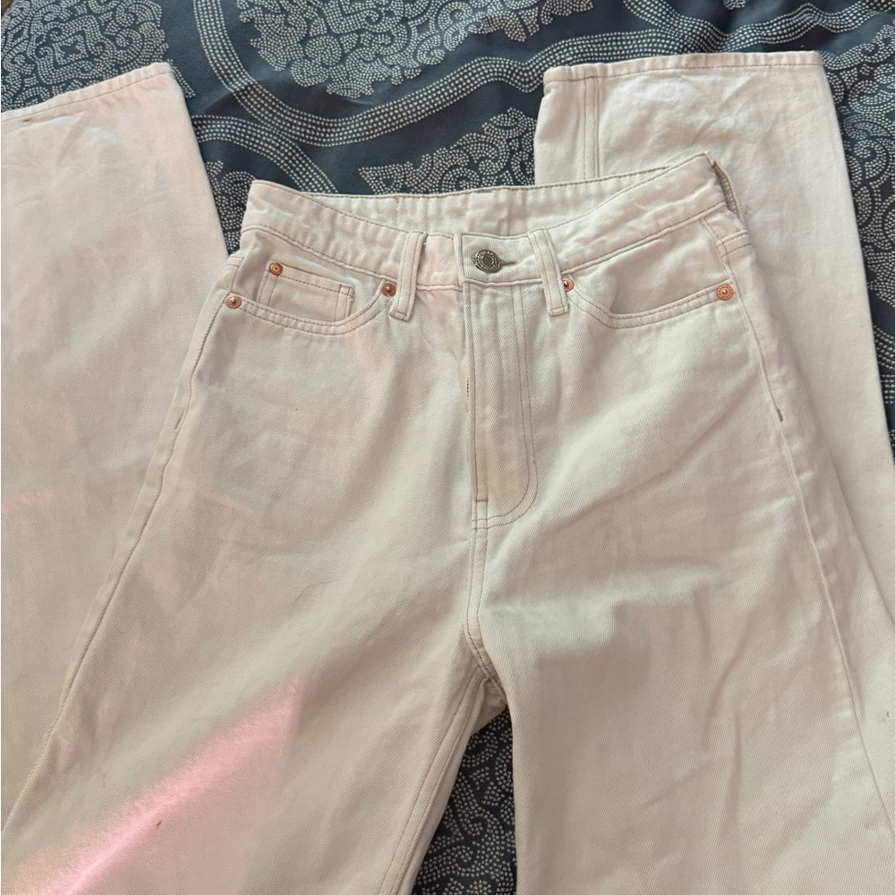 Elegant Cream High Rise Women's Jeans